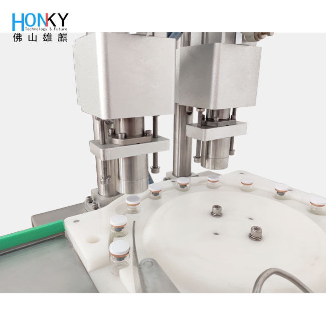 เครื่องปิดถังยาอัตโนมัติด้วยหัวสองและ 3600 BPH สําหรับปิดถังยาแก้ว